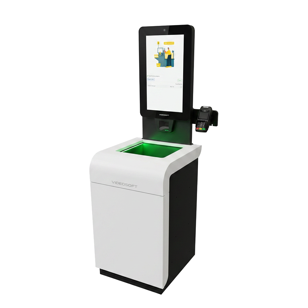 Self checkout Videosoft para retail y moda - Terminal de autoservicio con lector RFID
